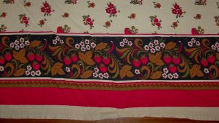 Tablecloth 56 by 85 Strawberries Blossoms Cherries Picnic Festival Vintage 2
