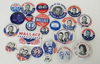 24 George Wallace 1968 & 1972 Presidential Campaign Pinback Buttons