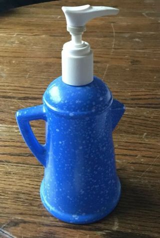 AVON Blue Spatter Country Style Coffee Pot Hand Lotion pump 3