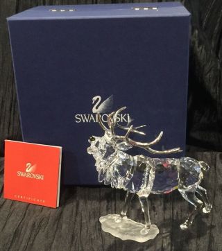 Swarovski Crystal Reindeer Stag With Silver Tone Rack