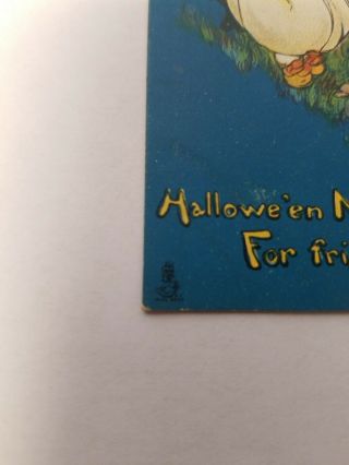 Tuck Halloween Postcard - Children w Pumpkins,  Black Cat,  Bat,  Whiches Hat, 4