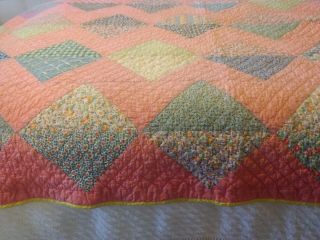 Vintage Twin Size Pink Flower Sack Quilt 100 Usable
