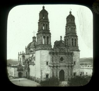 1883 - 1891 Lantern Slide Chihuahua Cathedral,  Mexico,  W.  H.  Jackson