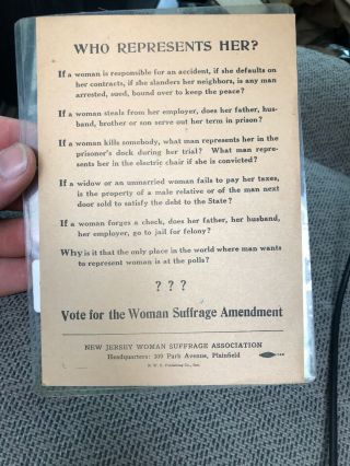 Very Rare Vote For Woman Suffrage Amendment Jersey Flyer