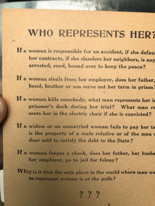 VERY RARE Vote For Woman Suffrage Amendment Jersey Flyer 4