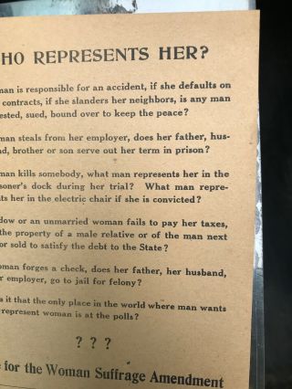 VERY RARE Vote For Woman Suffrage Amendment Jersey Flyer 5