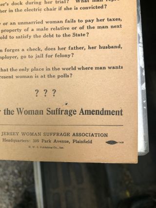 VERY RARE Vote For Woman Suffrage Amendment Jersey Flyer 6