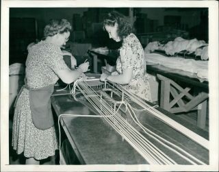 1943 Women Workers Los Angeles Ca Harness Pack Stockings Business Photo 7x9