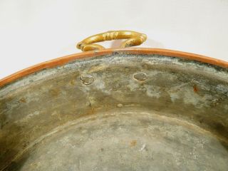 Antique French 16 inch COPPER JAM Preserving PAN Forged Brass Handled Flat Pot 5