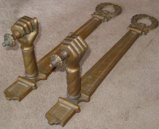 Antique Pair Figural Hand Bronze Wall Lamps Lights Candle Holders Sconces