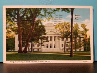 Vintage Divided Postcard Pc Library Building Unc Chapel Hill Nc