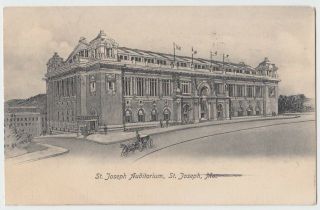 1907 St Joseph Missouri Mo Postcard Auditorium Wagon