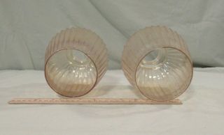 Vintage Mid Century Modern Tension Pole Light Lamp Glass Globe Shades set of 2 7
