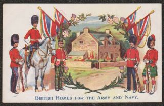 Pre Ww1 British Homes For The Army And Navy Advertising Postcard Patriotic Flags