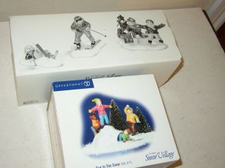 Department 56 Snow Village Fun In The Snow 55125 & Skaters & Skiers 54775