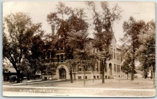 Sac City,  Iowa Rppc Real Photo Postcard Sac County Court House W/ 1928 Cancel