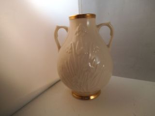 Lovely Lenox Cream & Gold Flower Bud Vase Two Handled