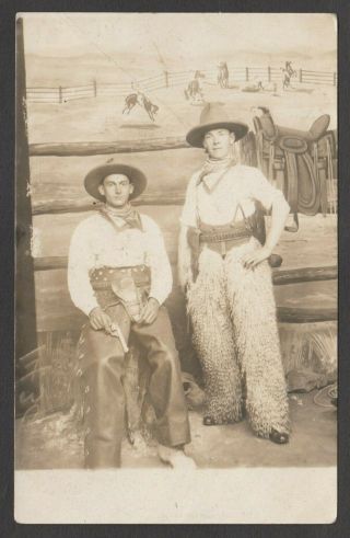 Postcard Luna Park St Kilda Melbourne Australia Antique Photo Cowboy Gun Rp Rppc