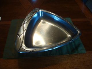 LENOX Pewter Silver Triangle Serving Platter Plate Dish chip and dip bowl set 3
