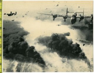 (6) Vintage Wwii Aerial Photos / Us Bombing Raids Over Germany - 1950 