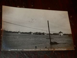 Texas City Tx Galveston - Rare 1915 Rppc Postcard - Residence Dist.  After Storm