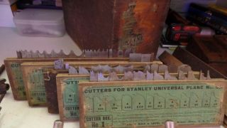 Stanley No.  55 Combination Woodworking Hand Plane W/55 Cutter Blades & Box 3