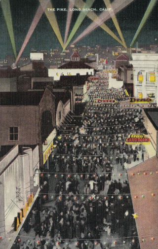 The Pike Long Beach California Linen Postcard 1930 