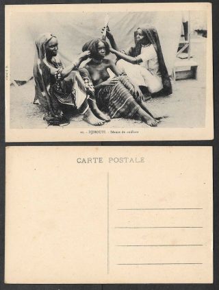 Old Postcard - Djibouti,  Africa - Risque Nude - Hair Styling - Barber