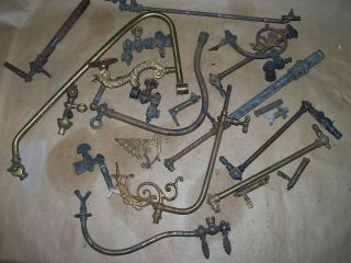 Antique Brass Gas Light Arms W /valves Light Lamp Parts Restore Steampunk Old