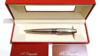 S.  T.  Dupont D - Link Platinum Plated Ballpoint Pen With Platinum Trims - Nr
