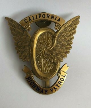C.  1930s Chp California Highway Patrol Motorcycle Cap Badge Ed Jones Co Hallmark
