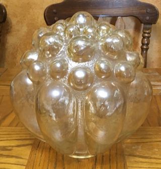 Vintage Mid Century Heavy Thick Bubble Glass Globe Ceiling Light Fixture 6