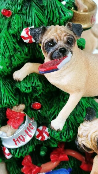 Danbury Pug Dog Christmas Tree Lighted Figurine w/ Box - Retired 10