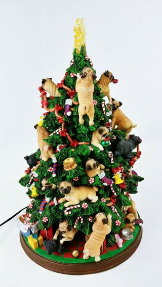 Danbury Pug Dog Christmas Tree Lighted Figurine w/ Box - Retired 3