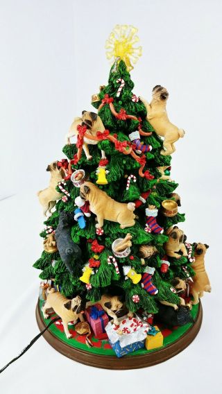 Danbury Pug Dog Christmas Tree Lighted Figurine w/ Box - Retired 4