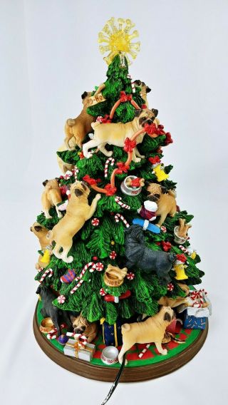 Danbury Pug Dog Christmas Tree Lighted Figurine w/ Box - Retired 5