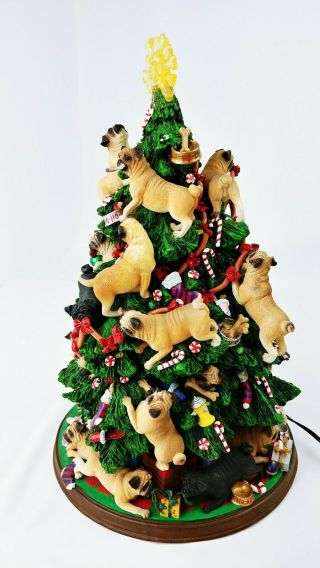 Danbury Pug Dog Christmas Tree Lighted Figurine w/ Box - Retired 7