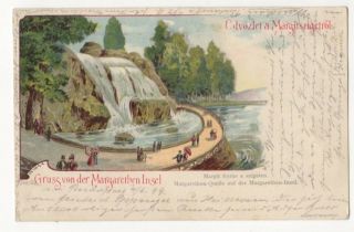Gruss Von Der Margarethen Insel Hungary 1899 Chromo Litho Postcard 791b