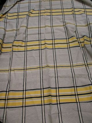 Vintage Camp Bedspread Tan Yellow & Black Plaid Bedspread 70 " X 102 "