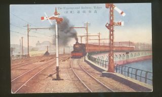 A41 - Vintage The Upperground Tokyo Railway Postcard,  Steam Train Railroad Signs