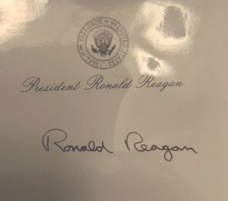 Ronald Reagan Ink Signature On Post It Imprinted With The Presidential Seal 2