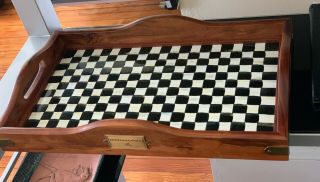 Large MACKENZIE CHILDS Wood & Metal Hostess SERVING TRAY,  Courtly Check 2
