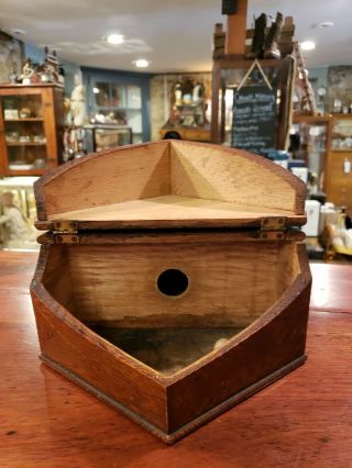 Antique,  Rare Wooden Masonic Ballot Voting Box With Antique White,  Black Marbles