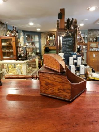 Antique,  Rare Wooden Masonic Ballot Voting Box with Antique White,  Black Marbles 3