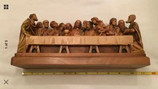 Anri Large " Last Supper " 786070 Rare Hand Carved Wood Painted Sr