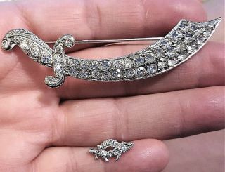 2 Shriner Rhinestone Pins Brooch 3 " Ora Saber Sword 5/8 Lapel Freemason Jewelry