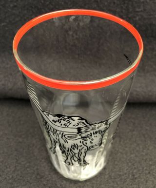 Texas Centennial 1836 - 1936 Souvenir Glass Longhorn Red Rim 5 3/8 5