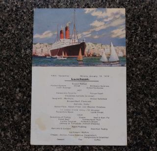 Cunard Line Rms Carpathia 1914 Luncheon Menu Vintage Postcard Jf235069