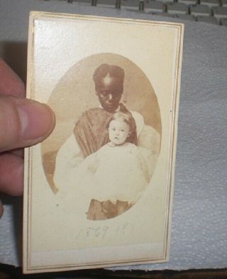 Rare Carte De Visite Cdv Photo Negro Black Woman And White Baby Mammy Nanny Maid
