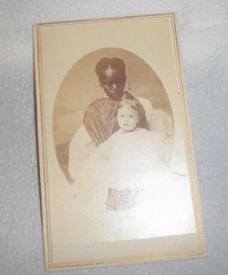 RARE Carte de Visite CDV Photo Negro Black Woman and white baby mammy nanny maid 2